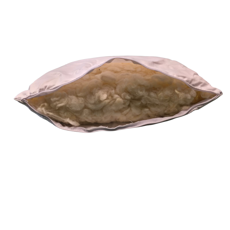 cuscino in lana reffino cheviot naturale | fodera in cotone damascato