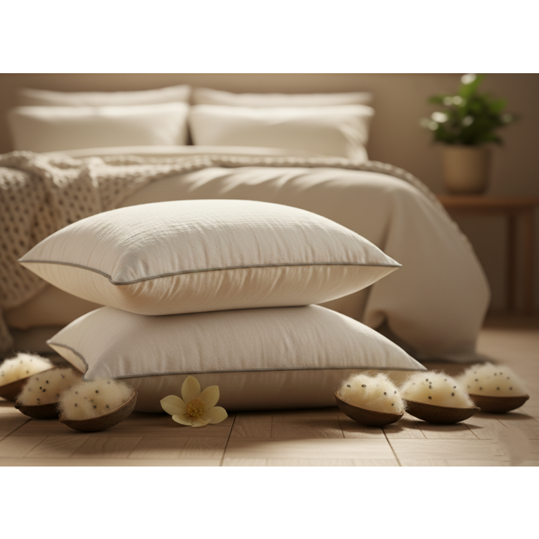 cuscino in kapok 100% naturale | alto 15 cm, fodera in cotone