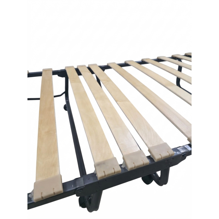 brandina pieghevole professionale 80x200 con 15 doghe e materasso h14 cm inverno/estate