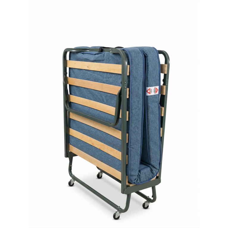 brandina pieghevole professionale 80x200 con 15 doghe e materasso h10 cm inverno/estate